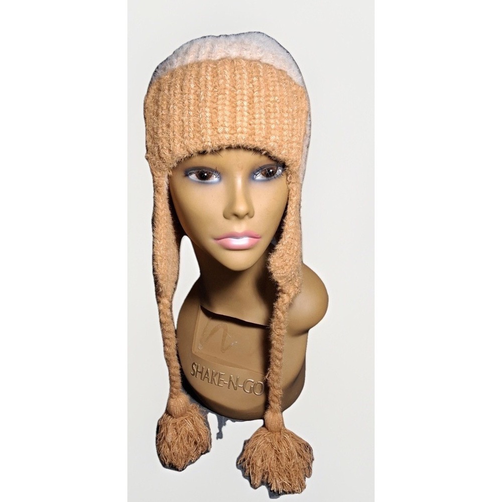 Wild Fable Womens Ombre Ribbed Knit Trapper Hat Brown Tan Cream One‎ Size NEW